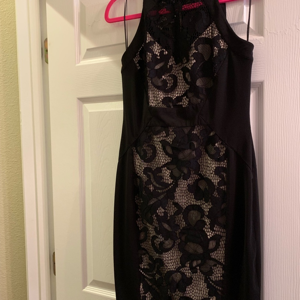 Black lace dress with ivory lining with Cache